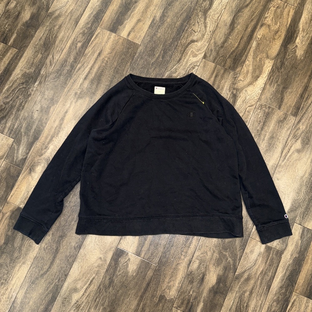 Champion Fleece Crewneck Pullover Long-Sleeve Sweatshirt Men's Size‎ L Black